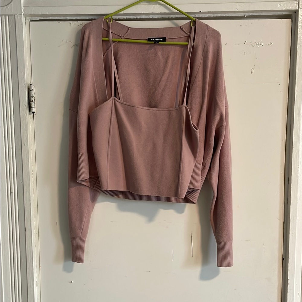 Pink Cropped Sweater and Tank Set
